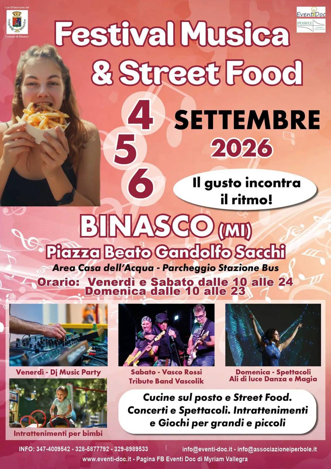 Locandina Festival Musica & Street Food 2026 a Binasco (Milano)