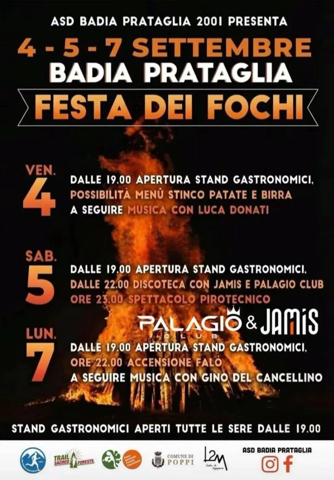 Locandina Festa dei Fochi 2026 a Badia Prataglia a Poppi (Arezzo)