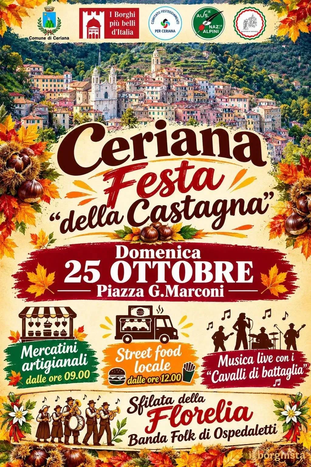 Locandina Ceriana Festa della Castagna 2026 a Ceriana (Imperia)