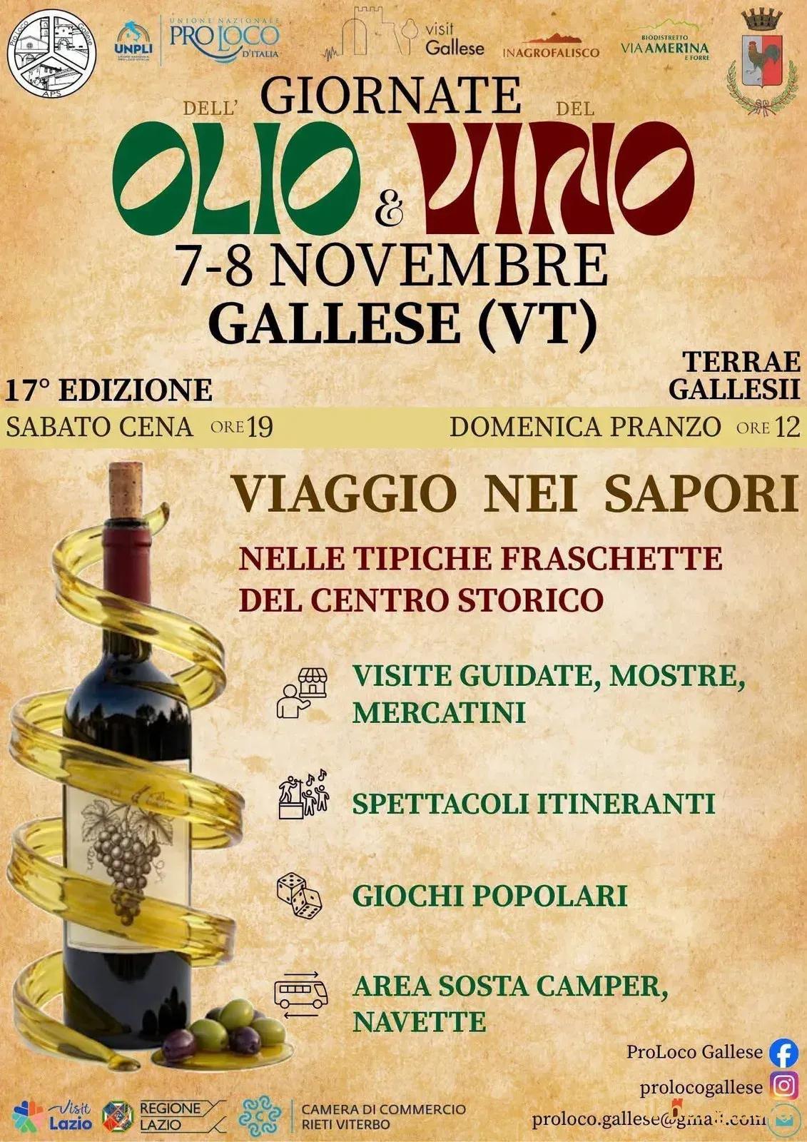 Locandina 17ª Giornate dell'Olio & Vino 2026 a Gallese (Viterbo)