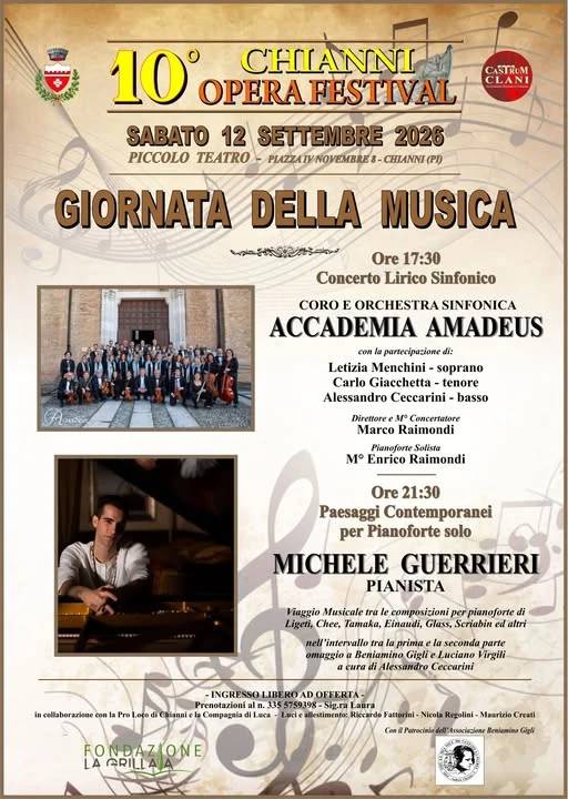 Locandina Da Verdi a Puccini, Amadeus porta il grande repertorio lirico nel cuore della Toscana, concerto a Chianni il 12 settembre a Chianni (Pisa)