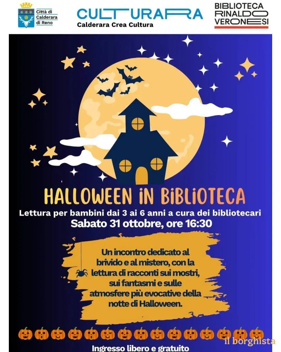 Locandina Halloween in Biblioteca 2026 a Calderara di Reno (Bologna)