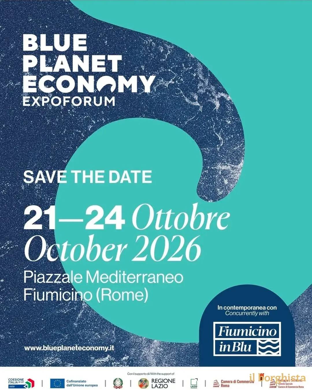 Locandina Blue Planet Economy ExpoForum 2026 a Fiumicino (Roma)