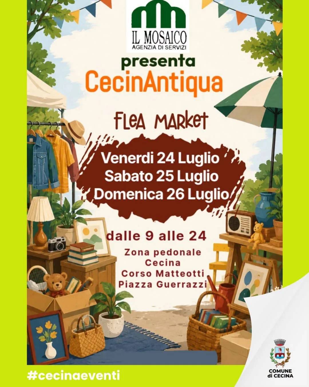 Locandina CecinAntiqua – Flea Market 2026 a Cecina (Livorno)