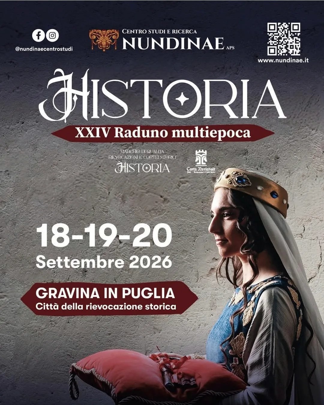 Locandina XXIV Raduno Multiepoca Historia 2026 a Gravina in Puglia (Bari)