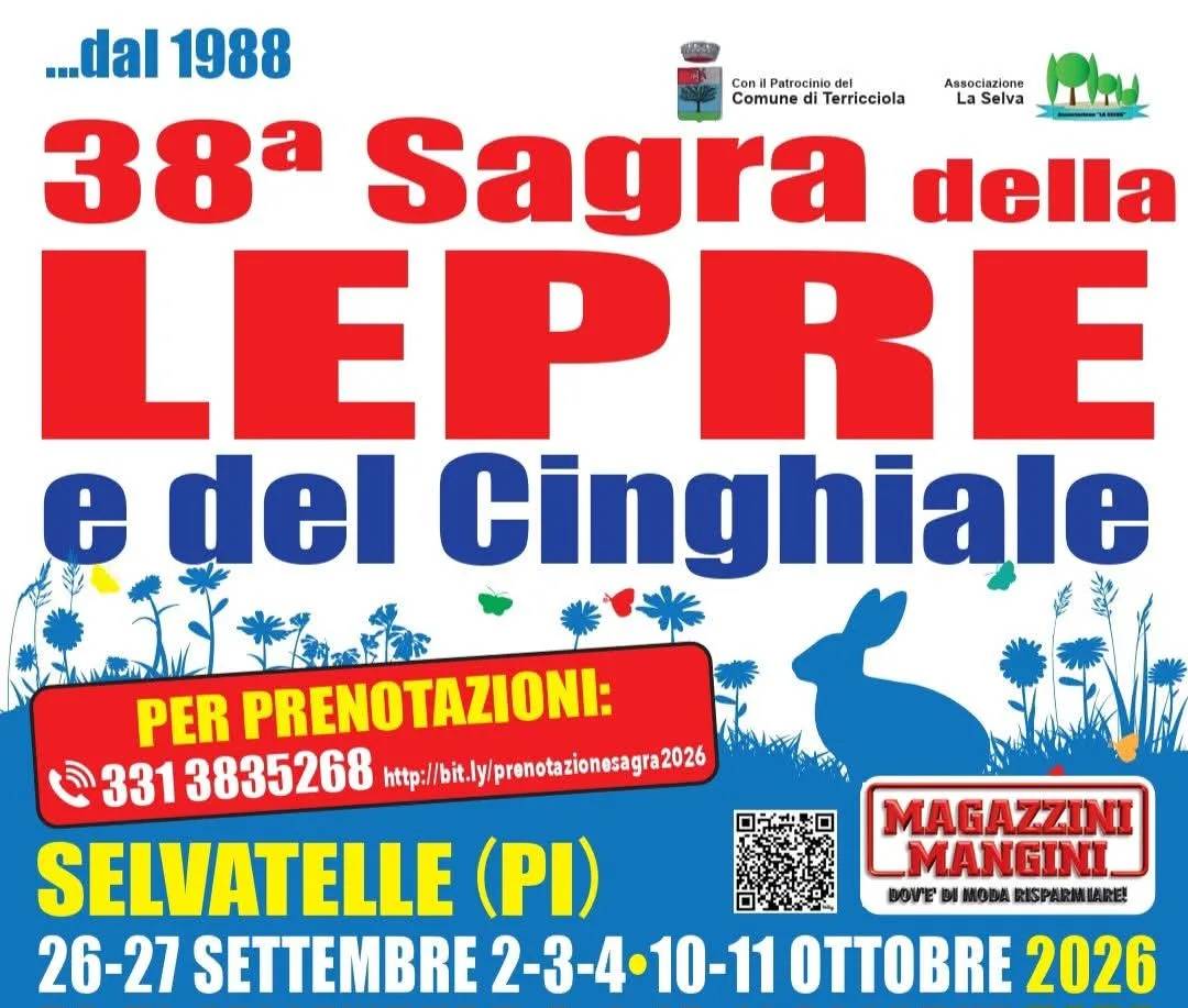 Locandina 38ª Sagra della Lepre e del Cinghiale a Terricciola (Pisa)