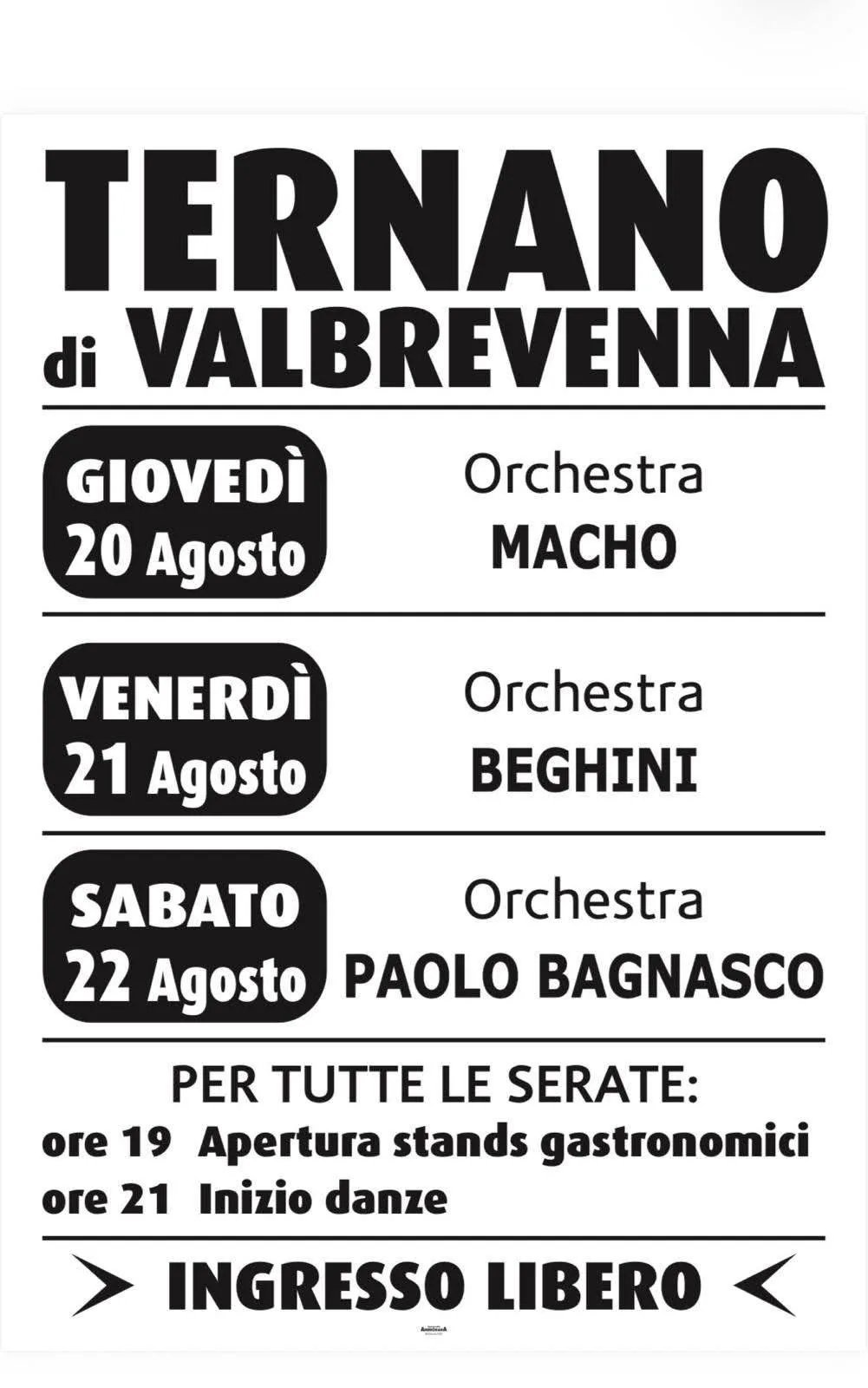 Locandina Ternano di Valbrevenna 2026 - 3 Serate Musicali a Valbrevenna (Genova)