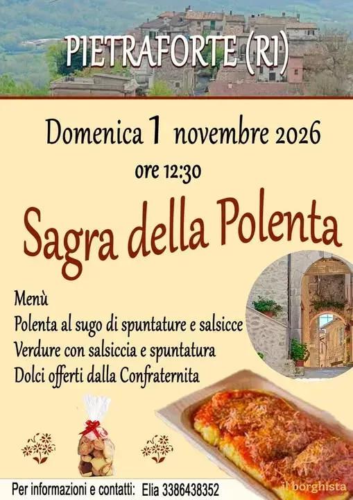Locandina Sagra della Polenta 2026 a Pozzaglia Sabina (Rieti)