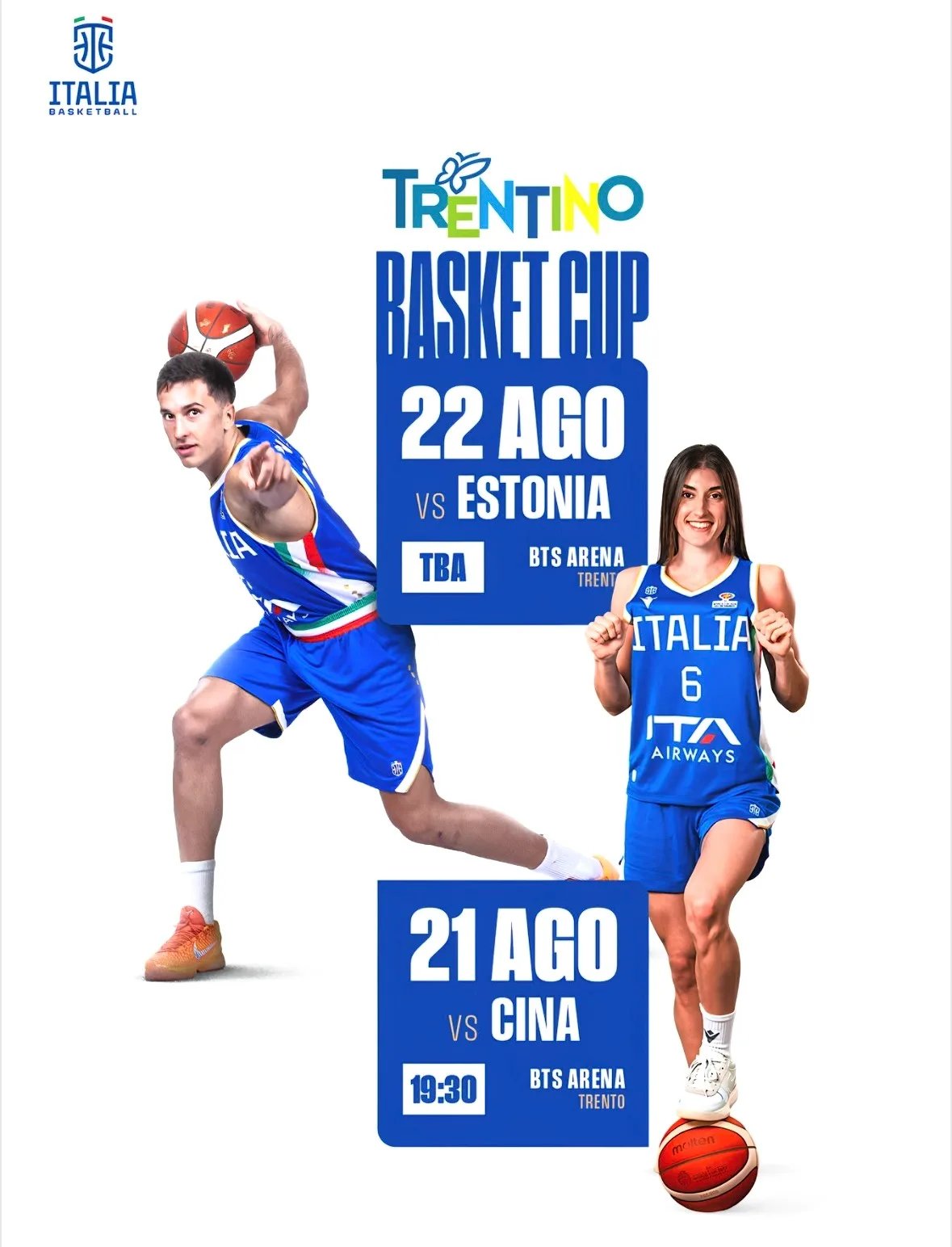 Locandina Trentino Basket Cup 2026 - 21 agosto vs Cina a Trento (Trento)