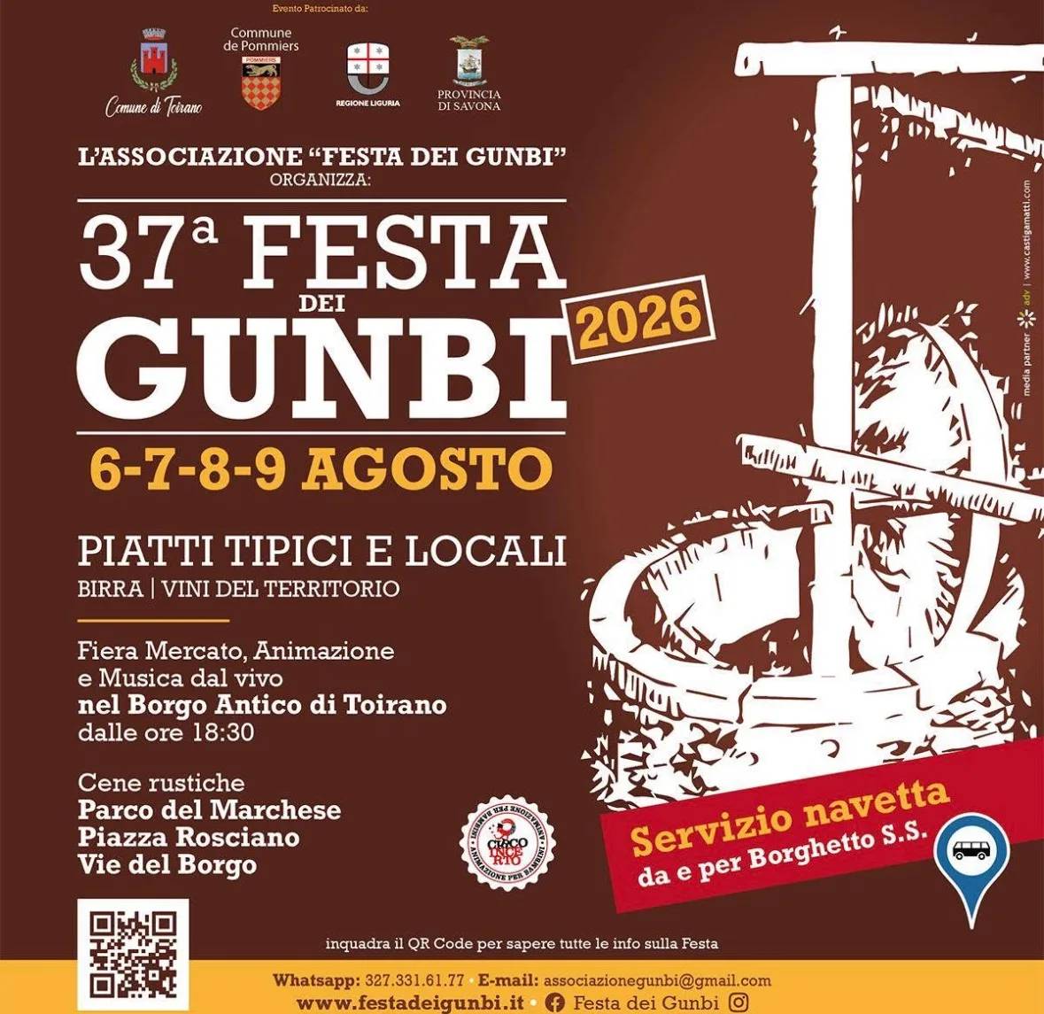 Locandina 37ª Festa dei Gunbi 2026 a Toirano (Savona)