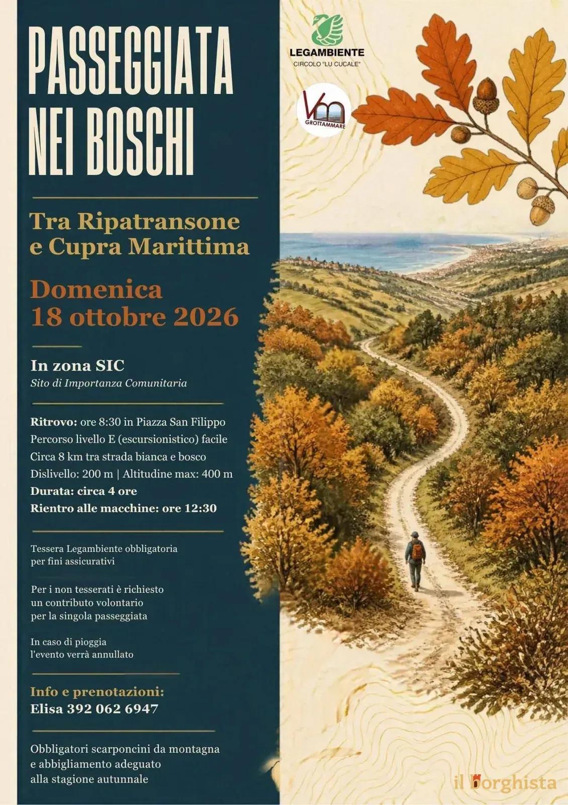 Locandina Passeggiata nei Boschi 2026 a Ripatransone (Ascoli Piceno)