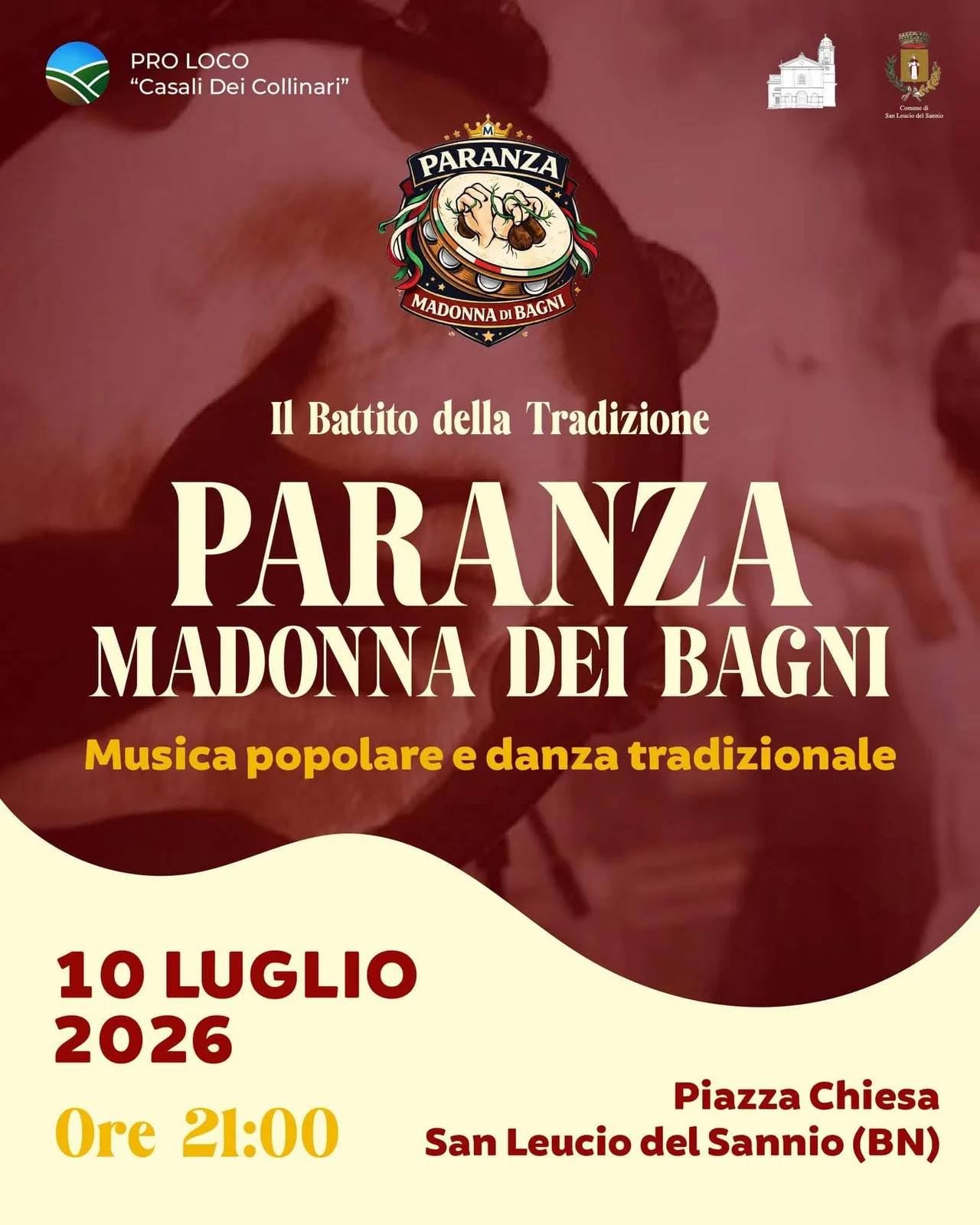 Locandina Paranza Madonna dei Bagni 2026 a San Leucio del Sannio (Benevento)