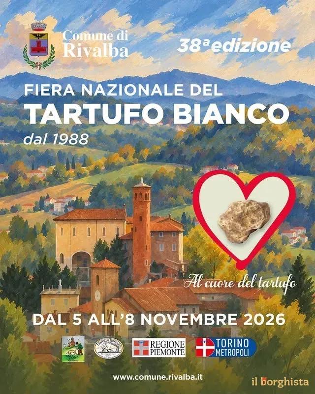 Locandina 38ª Fiera Nazionale del Tartufo Bianco 2026 a Rivalba (Torino)