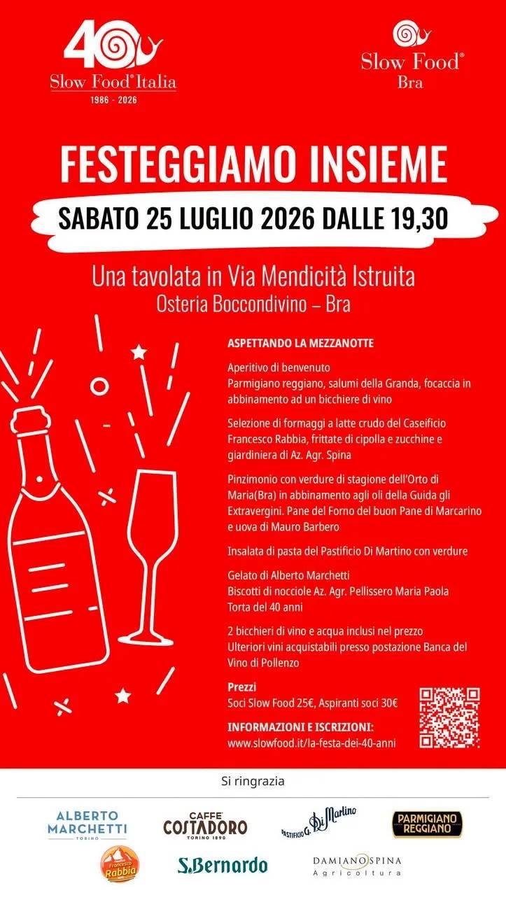 Locandina Slow Food® Bra 40 anni 2026 a Bra (Cuneo)