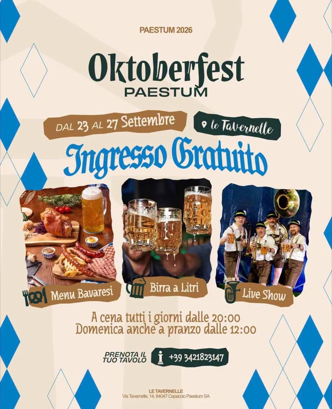 Locandina Oktoberfest Paestum 2026 a Capaccio Paestum (Salerno)