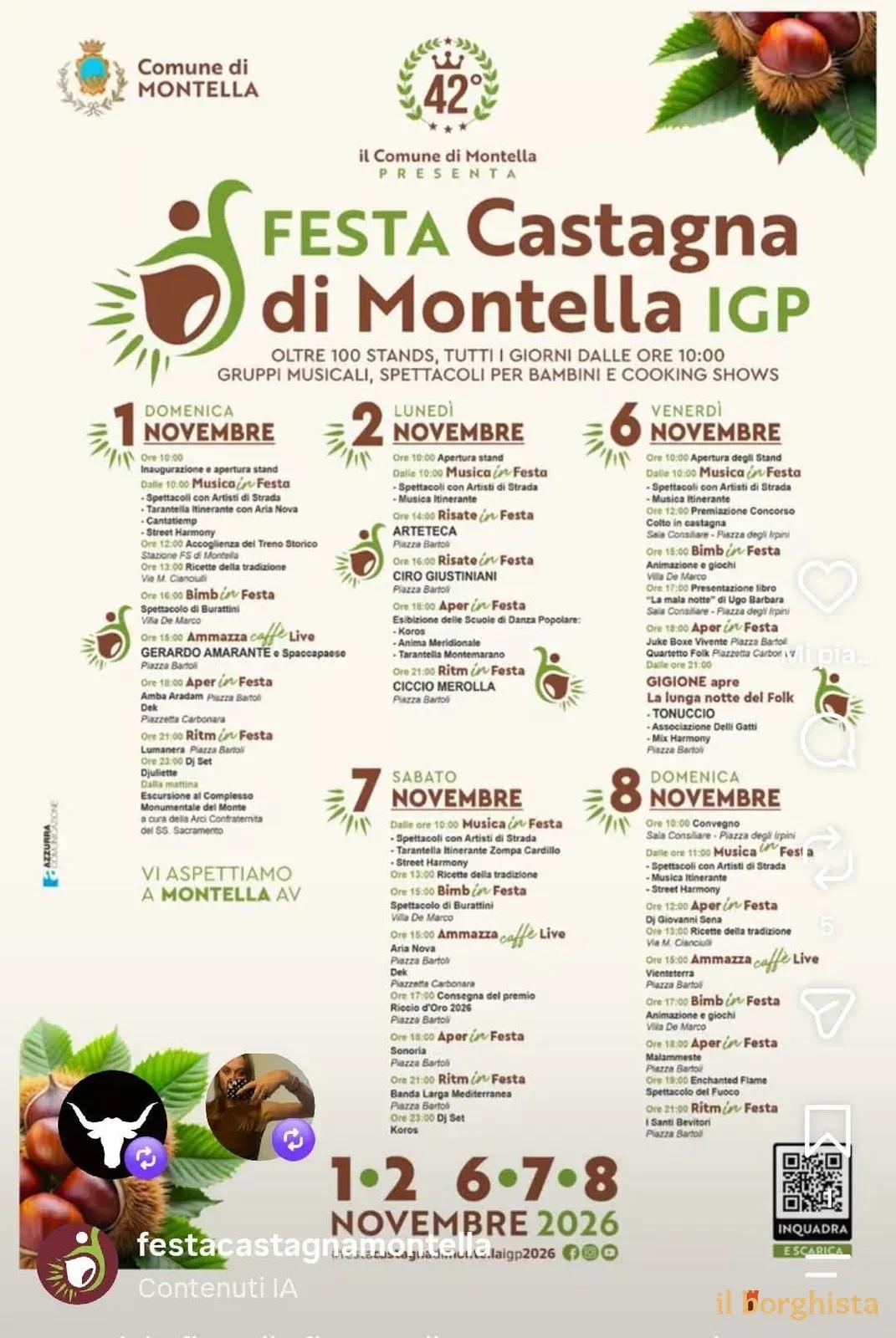 Locandina 42ª Festa della Castagna di Montella IGP 2026 a Montella (Avellino)