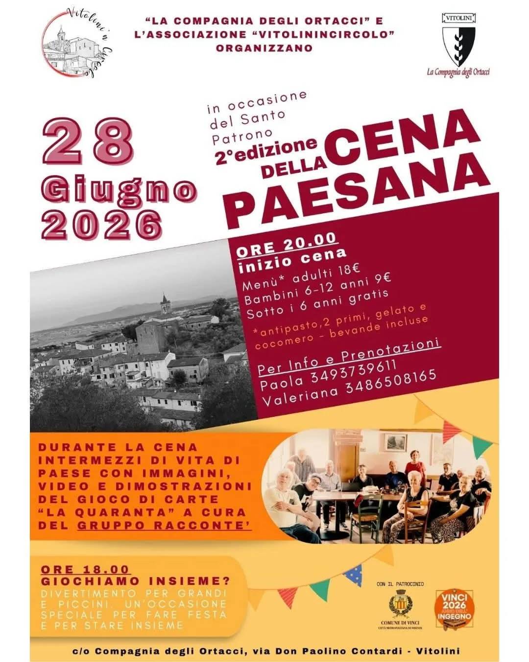 Locandina Cena Paesana 2026 a Vinci (Firenze)