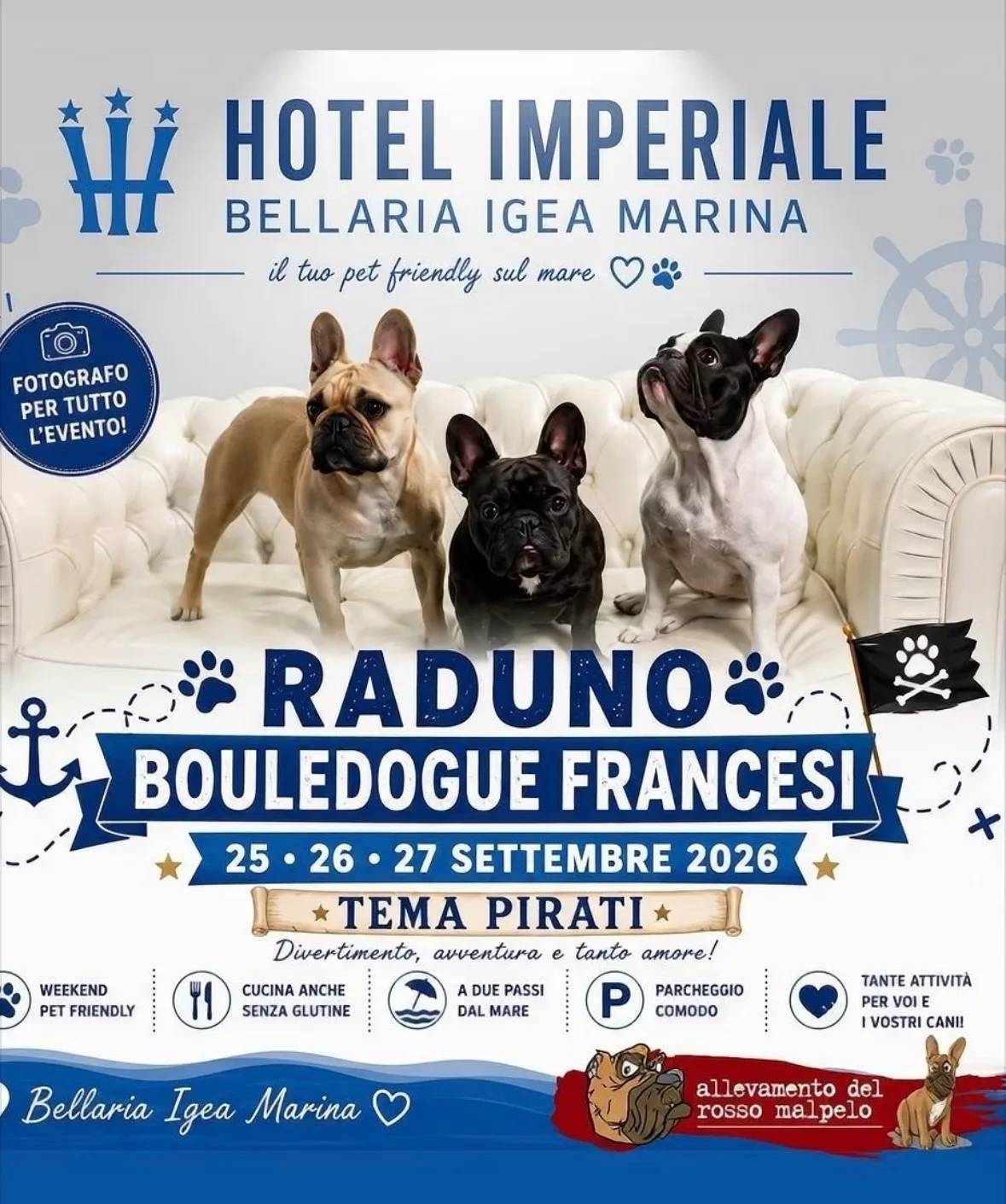 Locandina Raduno Bouledogue Francesi 2026 a Bellaria-Igea Marina (Rimini)