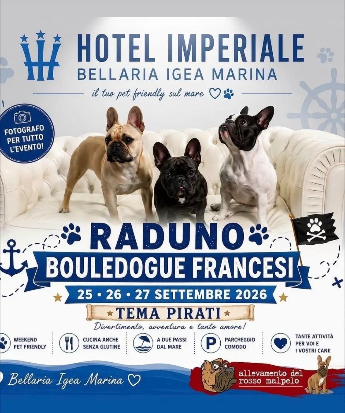 Locandina Raduno Bouledogue Francesi 2026 a Bellaria-Igea Marina (Rimini)