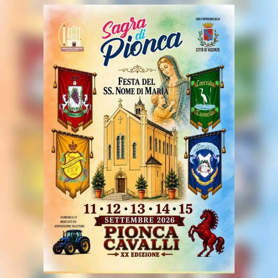 Locandina 20ª Sagra di Pionca 2026 a Vigonza (Padova)