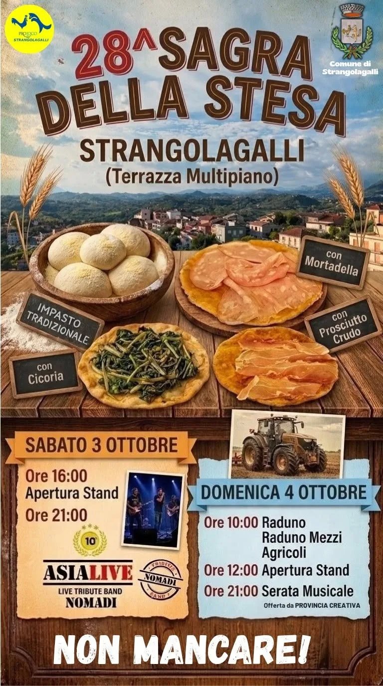 Locandina 28ª Sagra della Stesa 2026 a Strangolagalli (Frosinone)