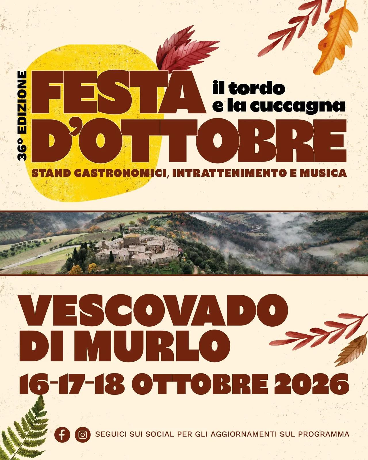 Locandina 36° Festa d'Ottobre 2026 a Murlo (Siena)