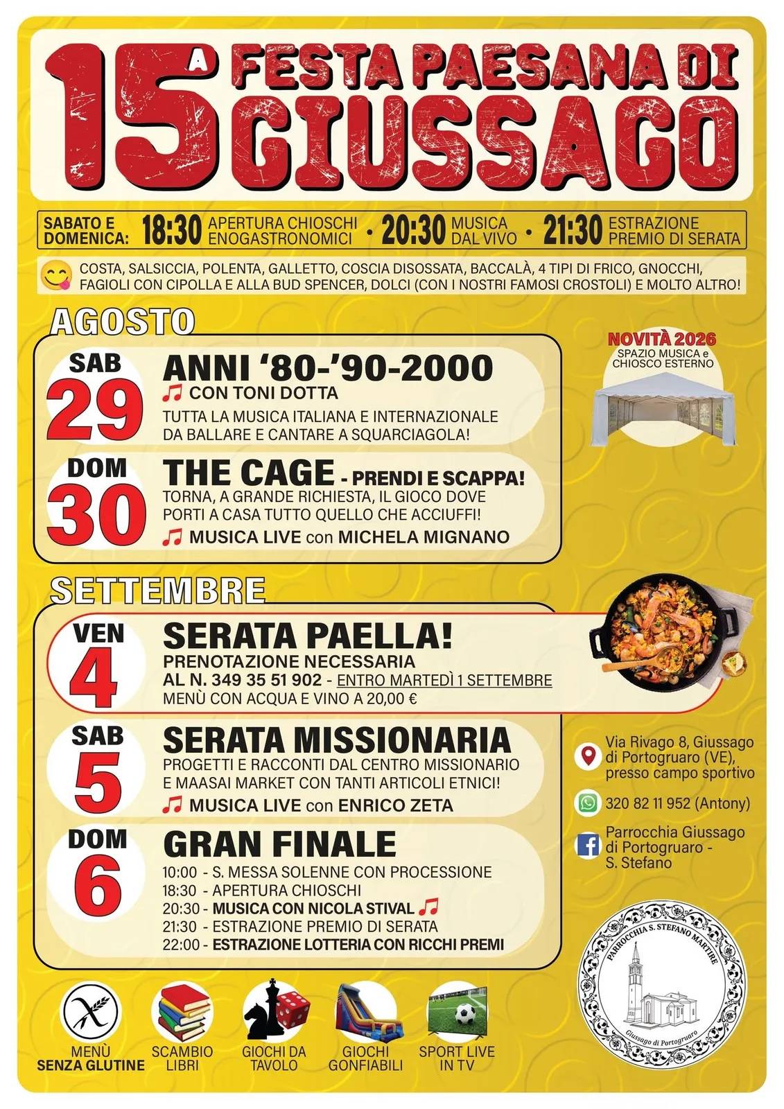 Locandina Festa Paesana di Giussago 2026 a Portogruaro (Venezia)