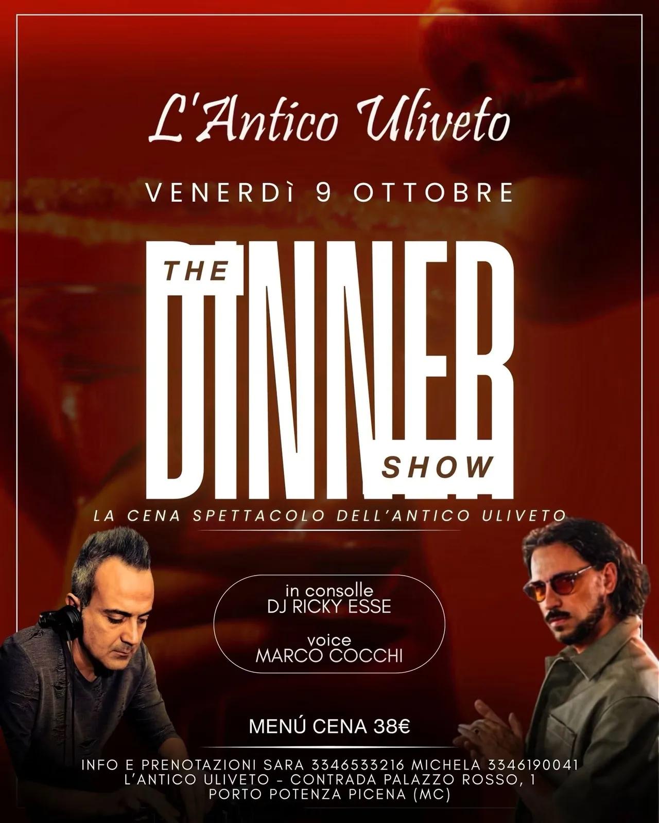 Locandina L'Antico Uliveto The Dinner Show 2026 a Potenza Picena (Macerata)