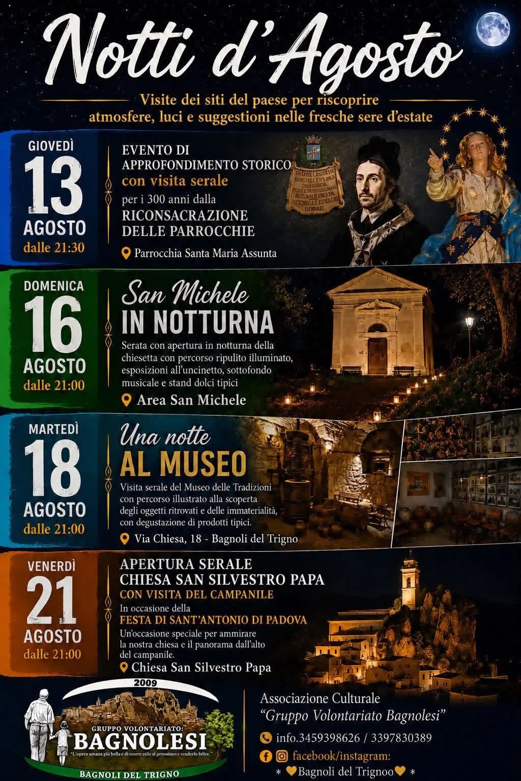 Locandina Una notte al museo — Notti d'Agosto 2026 a Bagnoli del Trigno (Isernia)