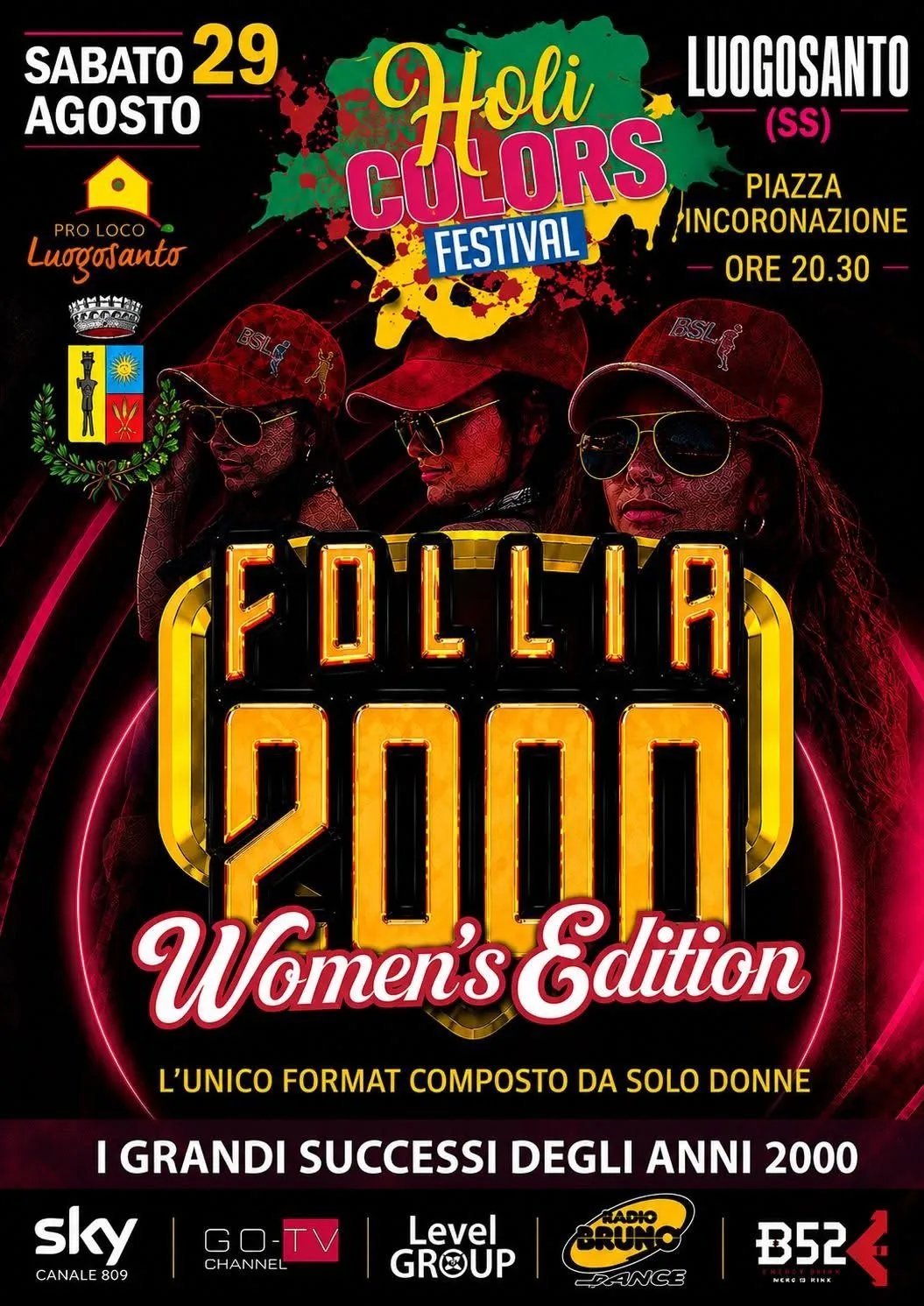 Locandina Holi Colors Festival 2026 - Follia 2000 Women's Edition a Luogosanto (Sassari)
