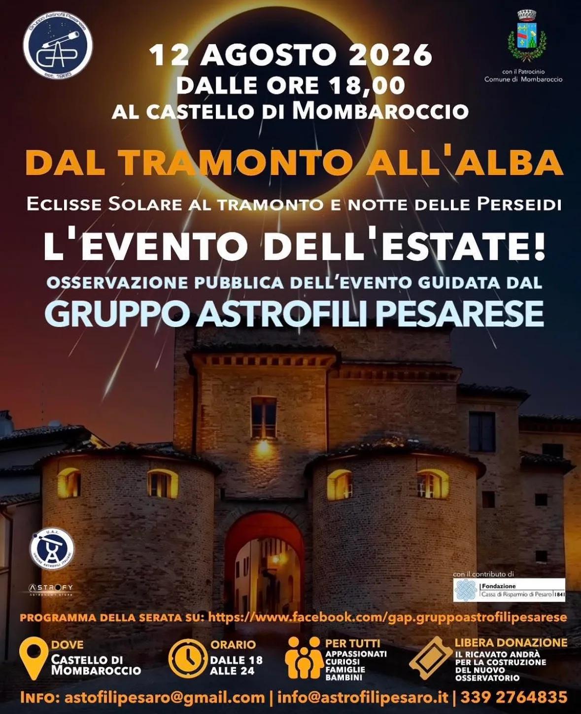 Eclisse Solare al Tramonto e Notte delle Perseidi — Mombaroccio