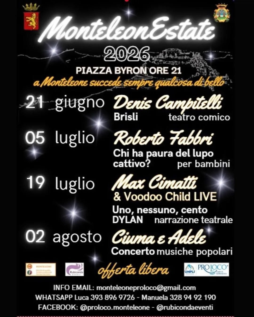 Locandina MonteleonEstate 2026 a Roncofreddo (Forlì-cesena)