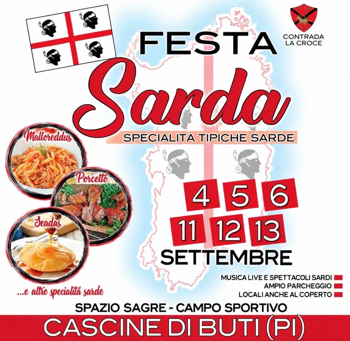 Locandina Festa Sarda 2026 a Cascine di Buti a Buti (Pisa)