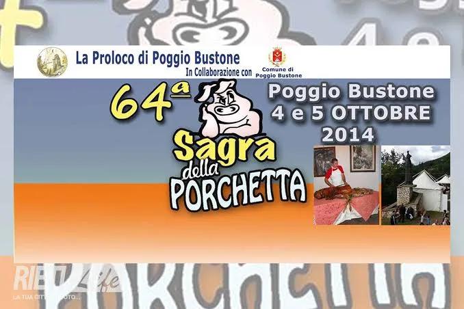 Locandina 64ª Sagra della Porchetta 2014 a Poggio Bustone (Rieti)