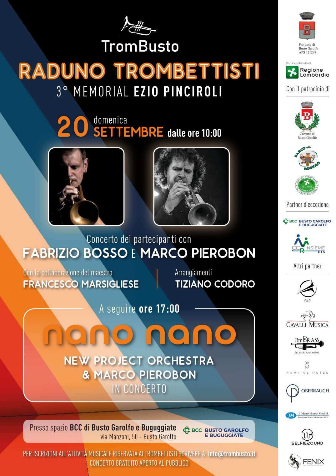 Locandina TromBusto 2026: la New Project Funk Orchestra con Marco Pierobon e Fabrizio Bosso protagonisti a Busto Garolfo il 20 settembre a Busto Garolfo (Milano)