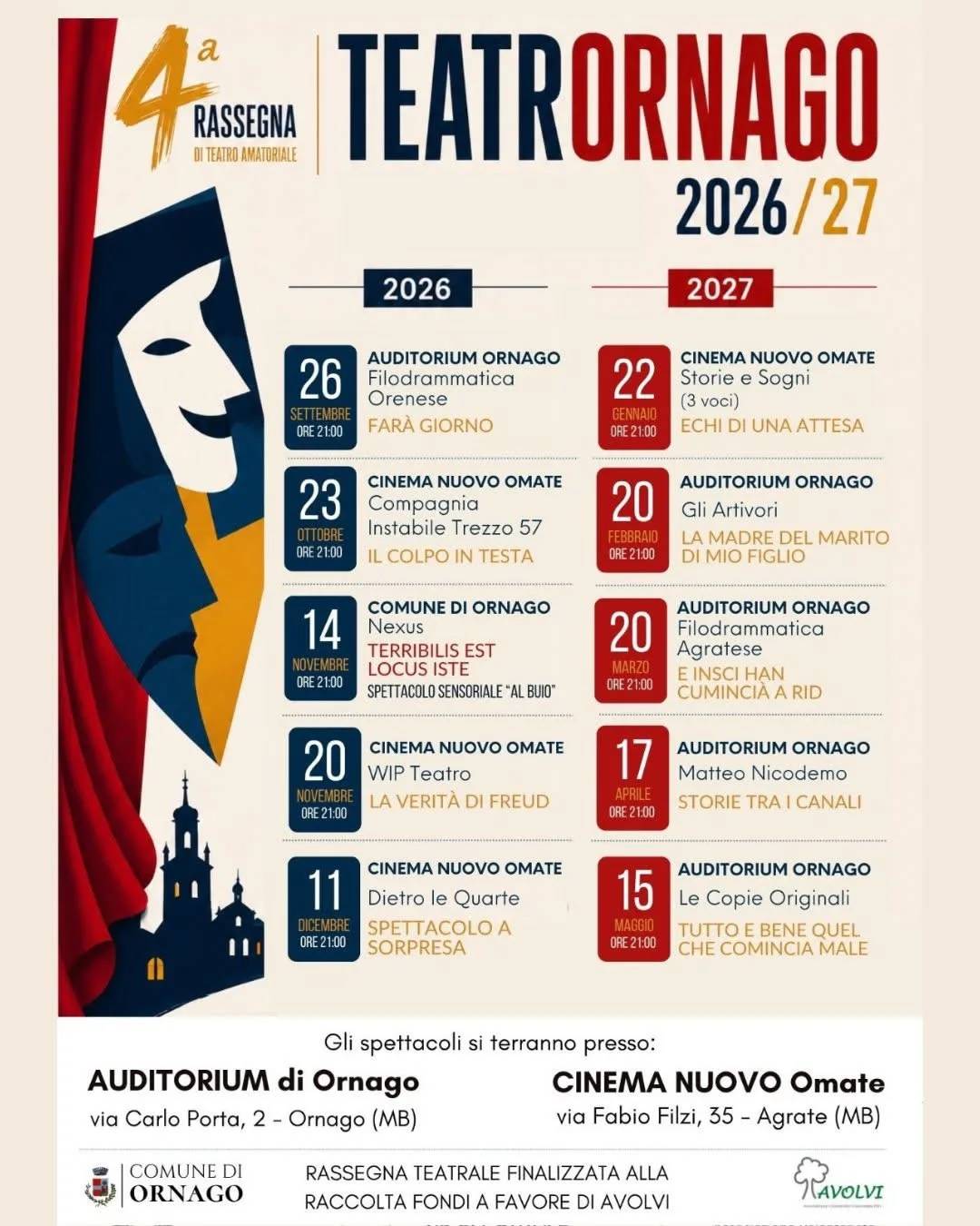Locandina calendario eventi gennaio-dicembre 2027 a Ornago (Monza e della Brianza)