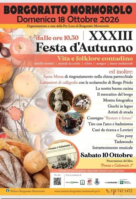 Locandina 33ª Festa d'Autunno 2026 a Borgoratto Mormorolo (Pavia)