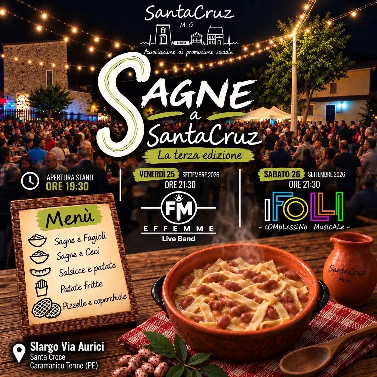Locandina Sagne a SantaCruz — 3ª Edizione 2026 a Caramanico Terme (Pescara)