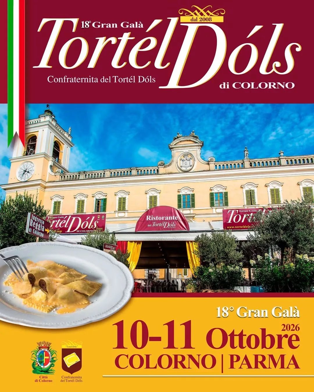 Locandina 18° Gran Galà Tortél Dóls 2026 a Colorno (PR)