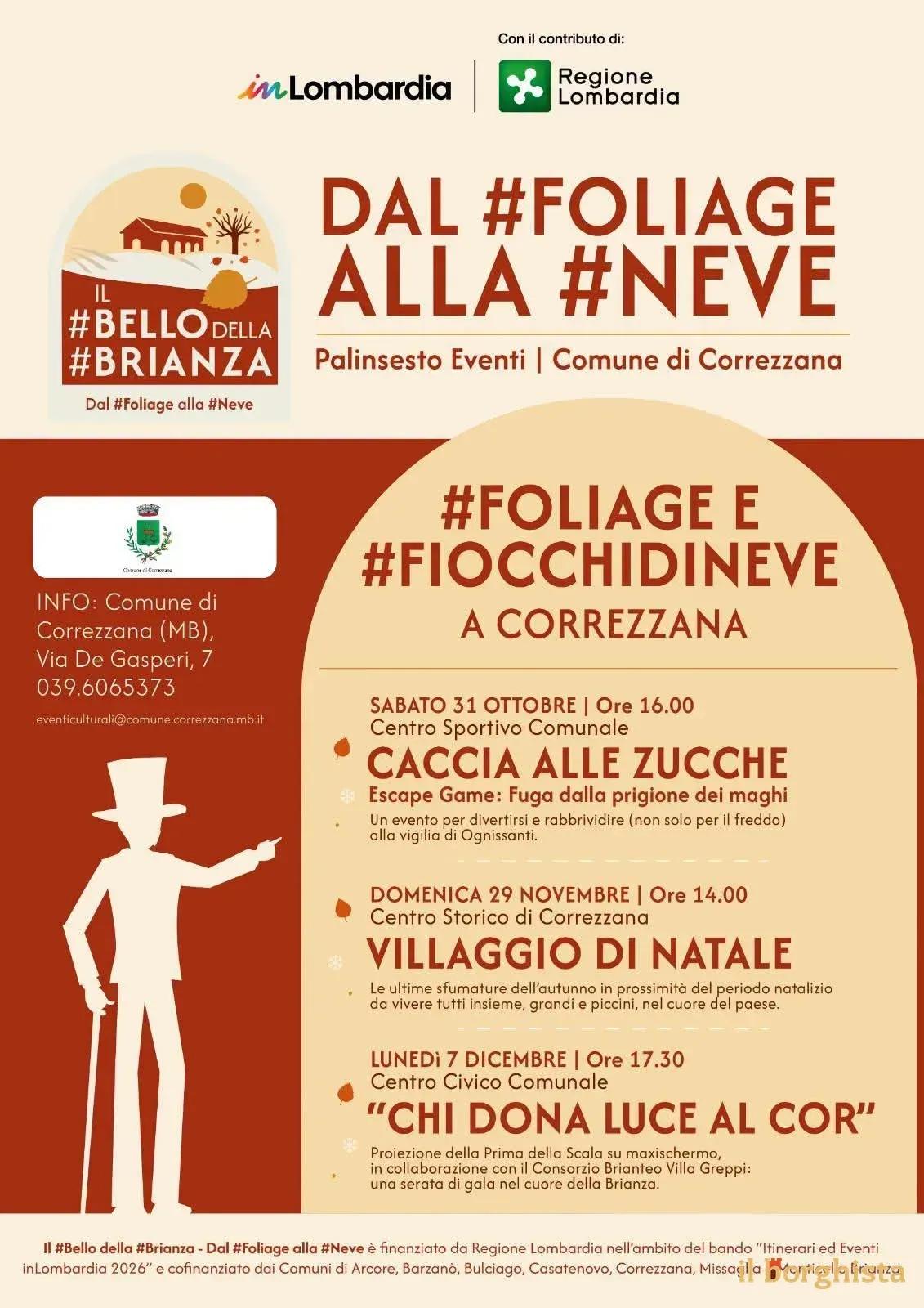 Locandina calendario eventi ottobre-dicembre 2026 a Correzzana (Monza e della Brianza)
