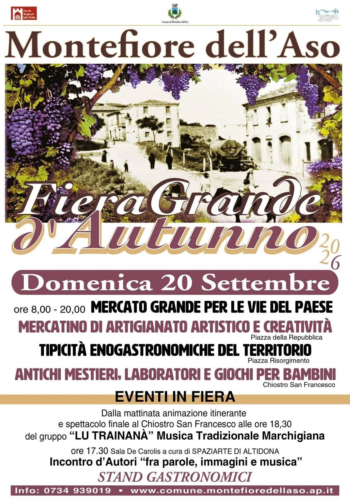 Locandina Fiera Grande d'Autunno 2026 a Montefiore dell'Aso (Ascoli Piceno)