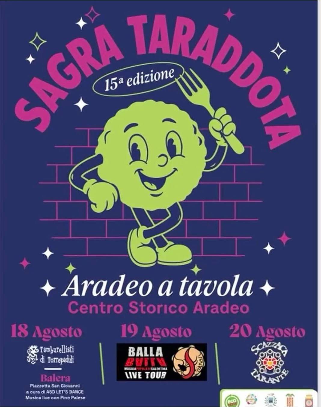 Locandina 15ª Sagra Taraddota 2026 a Aradeo (Lecce)