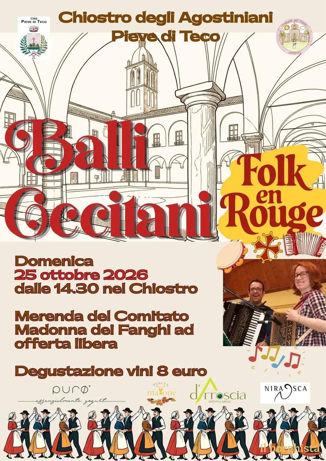 Locandina Balli Occitani Folk en Rouge 2026 a Pieve di Teco (Imperia)