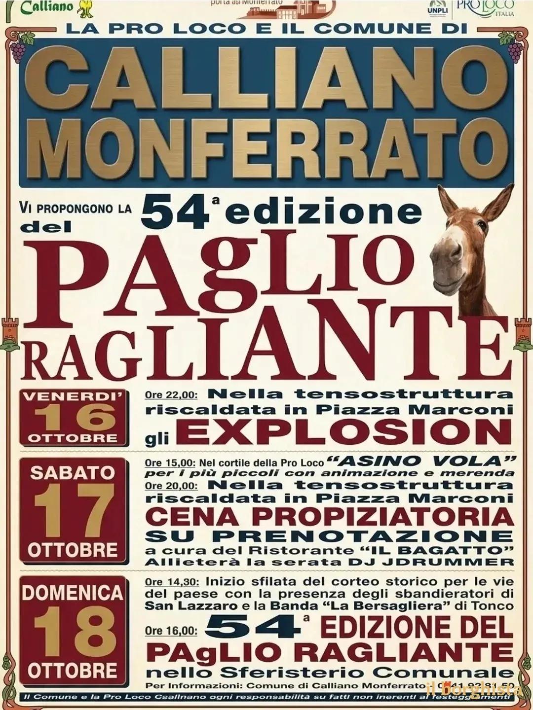 Locandina Palio Ragliante 2026 - 54ª edizione a Calliano (Asti)