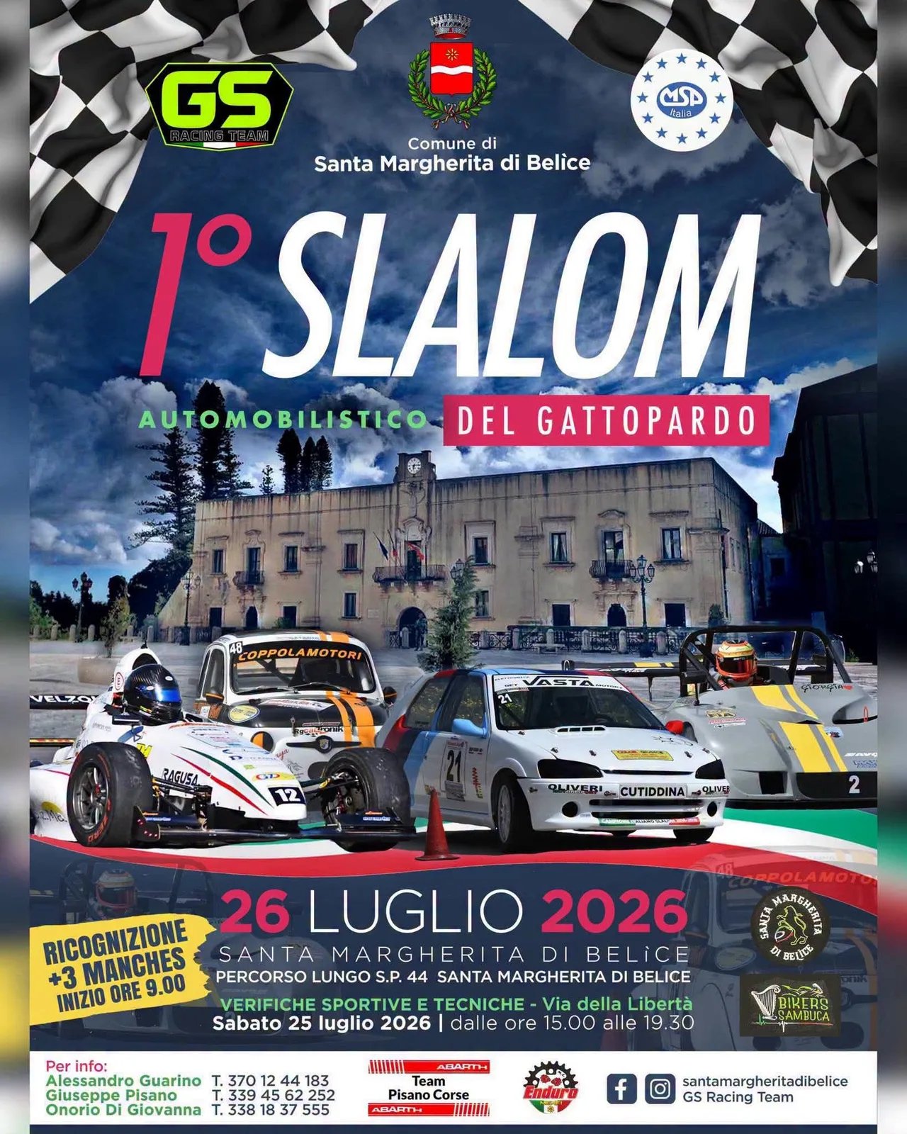 Locandina 1° Slalom Automobilistico del Gattopardo 2026 a Santa Margherita di Belice (Agrigento)