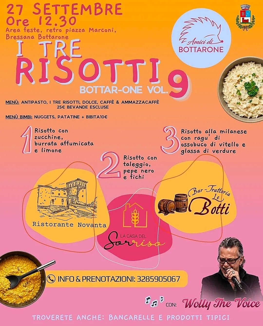 Locandina I Tre Risotti Bottar-One Vol. 9 2026 a Bressana Bottarone (Pavia)