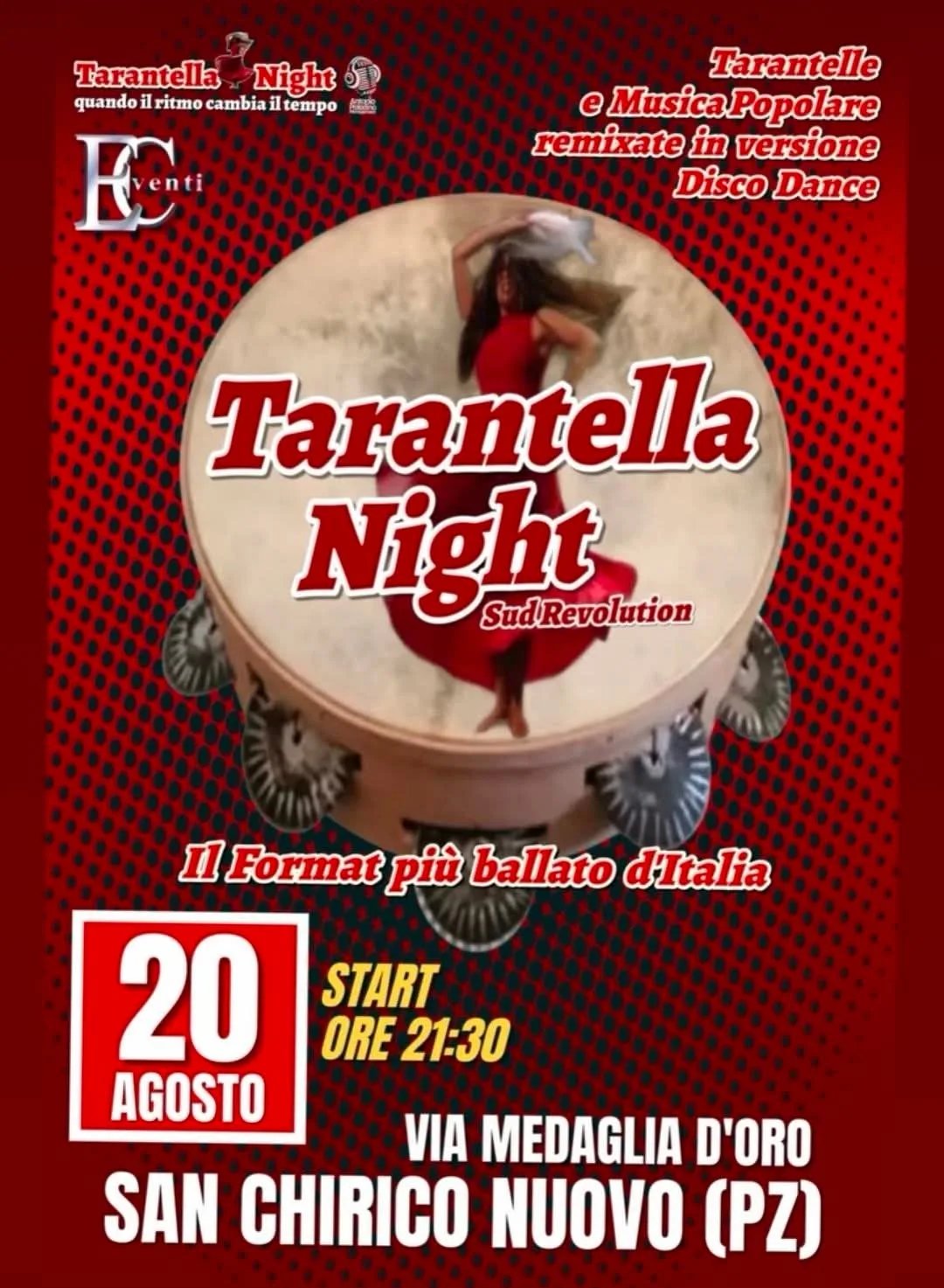 Locandina Tarantella Night Sud Revolution 2026 a San Chirico Nuovo (Potenza)