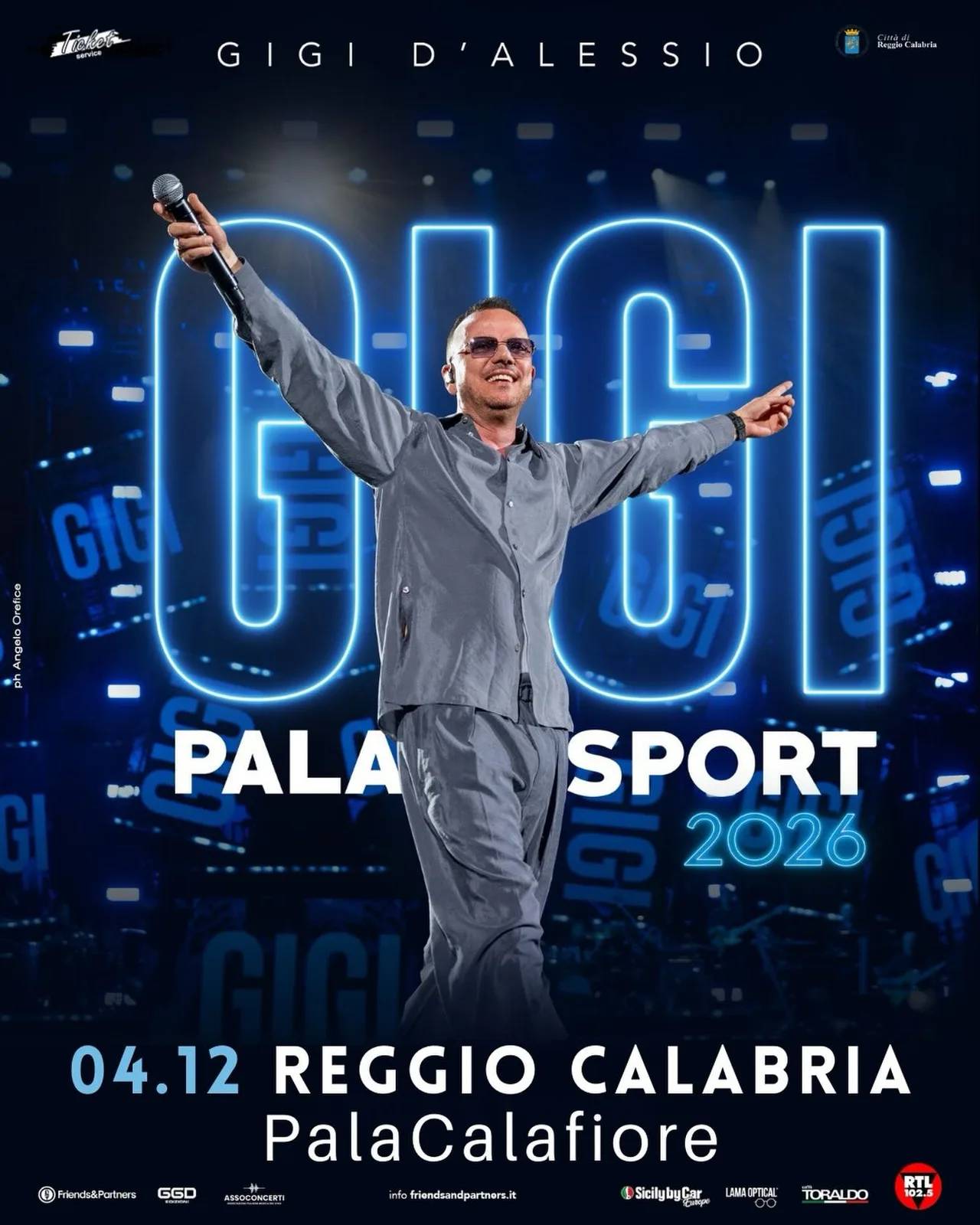 Locandina Gigi D'Alessio PalaSport 2026 a Reggio Calabria (Reggio Calabria)
