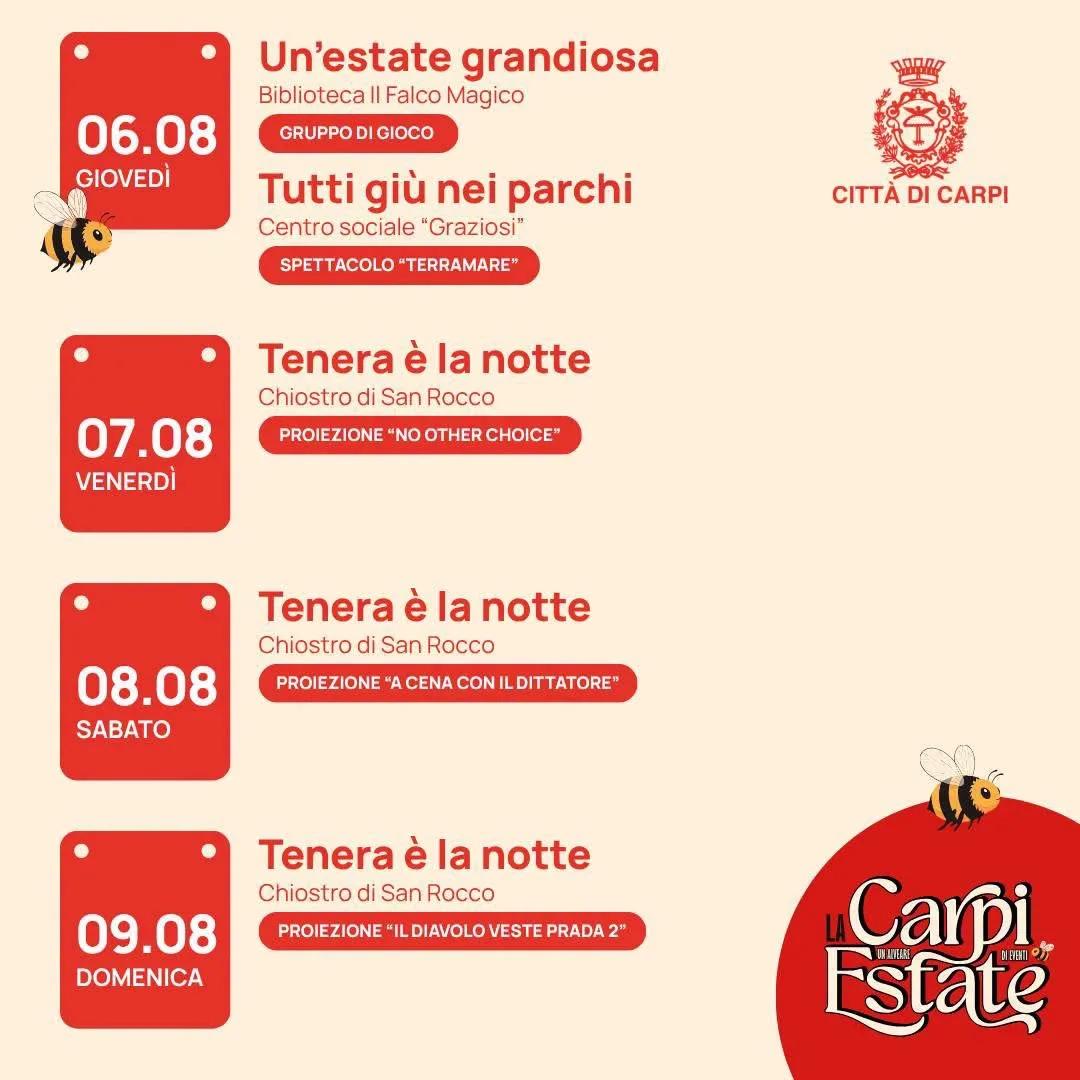 Locandina Un’estate grandiosa 2026 a Carpi (Modena)