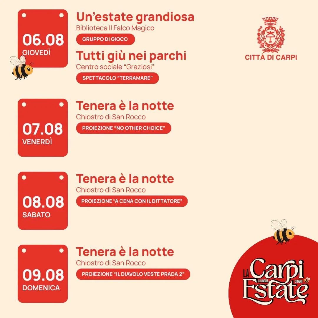 Locandina Un’estate grandiosa 2026 a Carpi (Modena)
